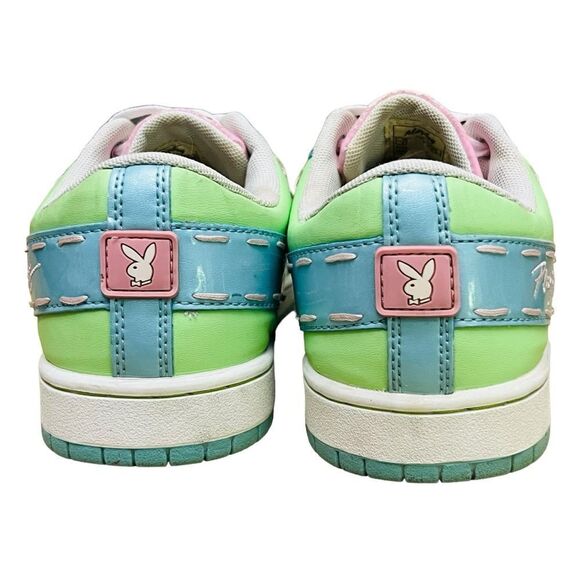 Rare Playboy Vintage 90s Sneakers Green Pink Blue Candy Stitches/Detail Logo 8.5 - Picture 4 of 14